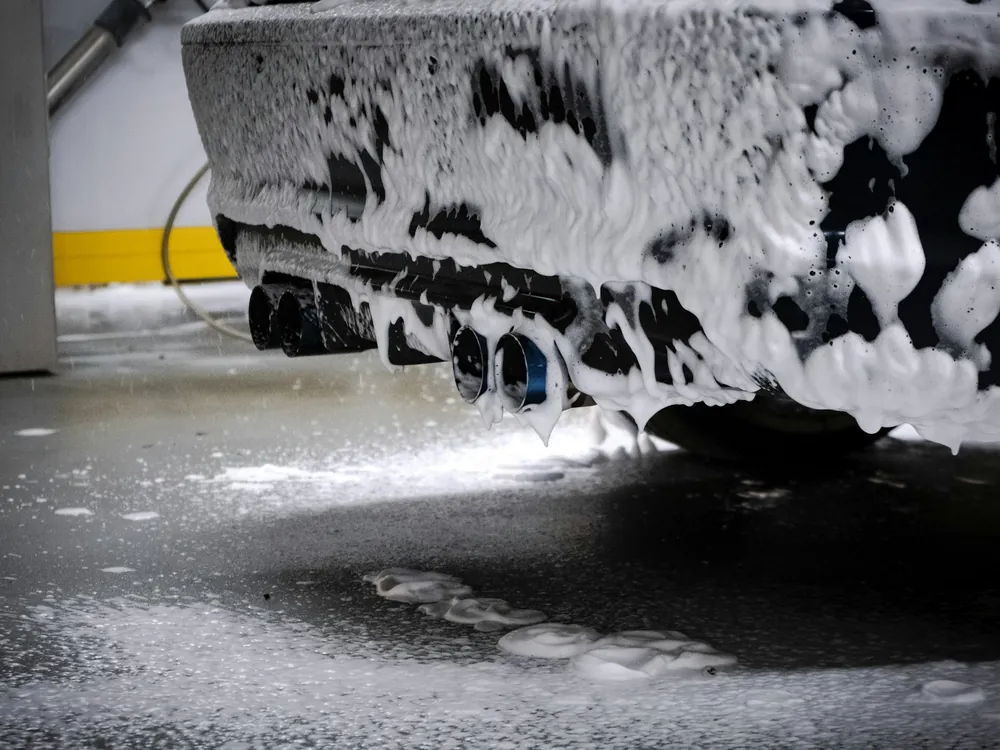 Foam running down a car