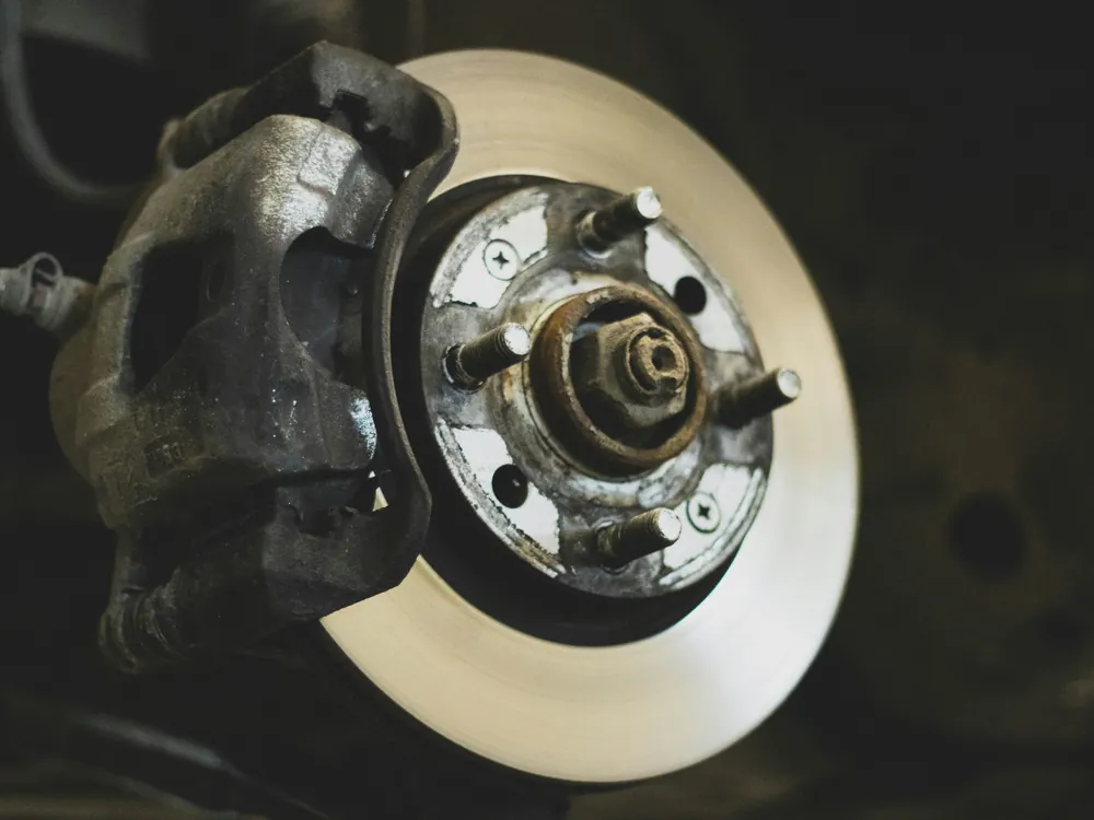 A brake disc and caliper