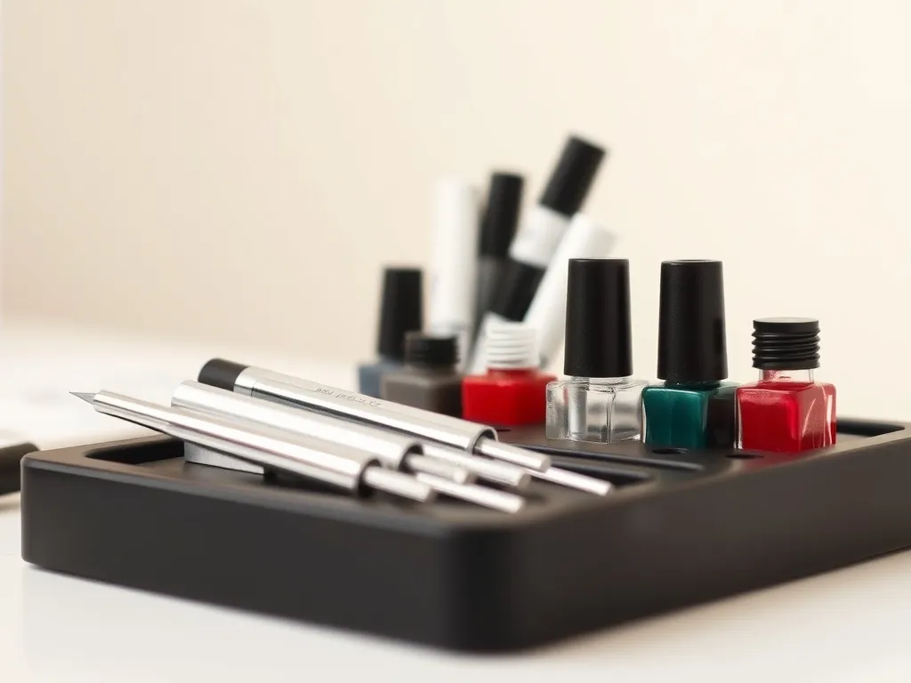 A manicure station with files and polish