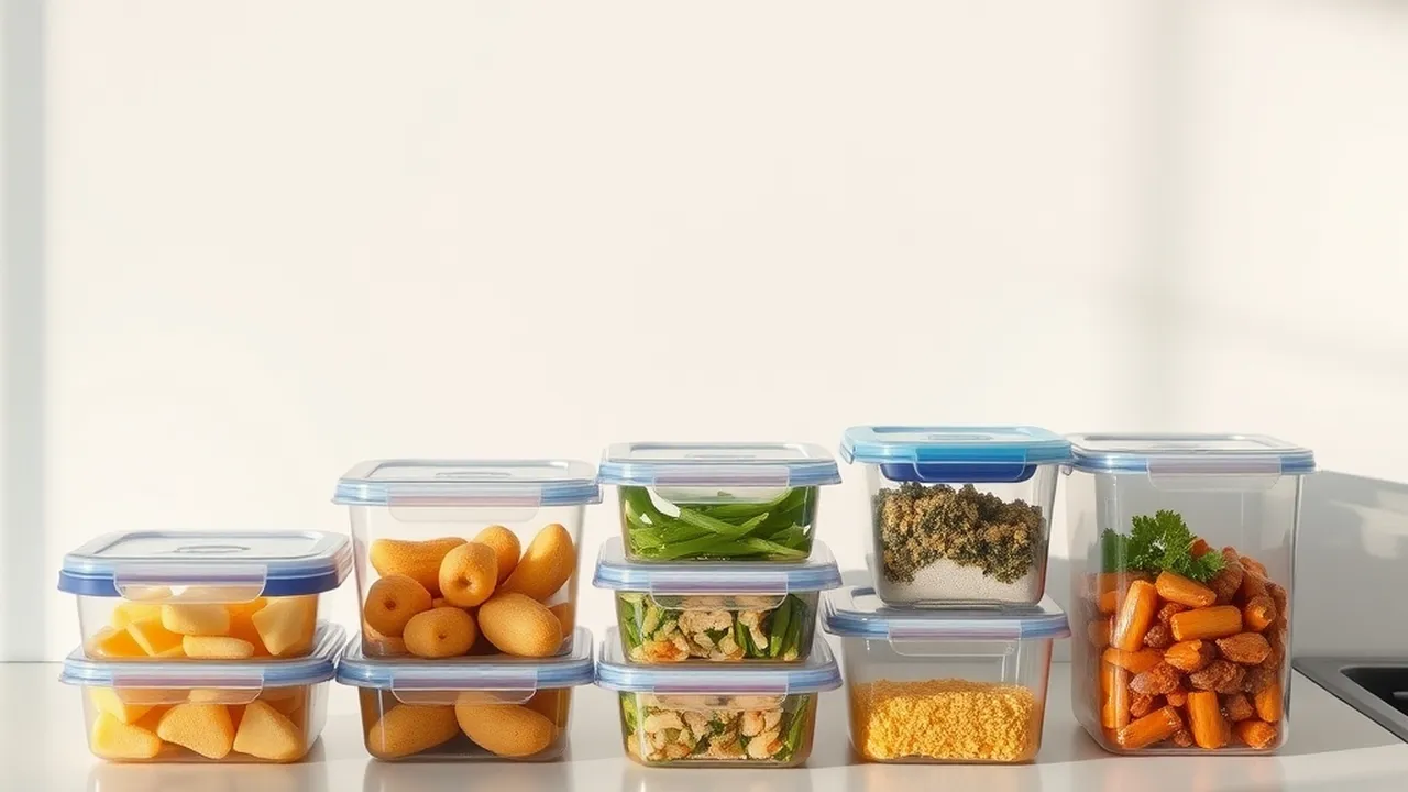 A clean kitchen with sealed food containers on the counter