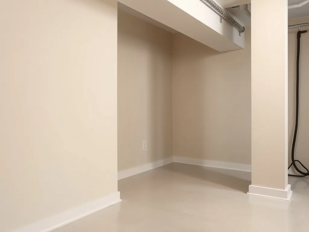 A tidy basement corner with clean floors
