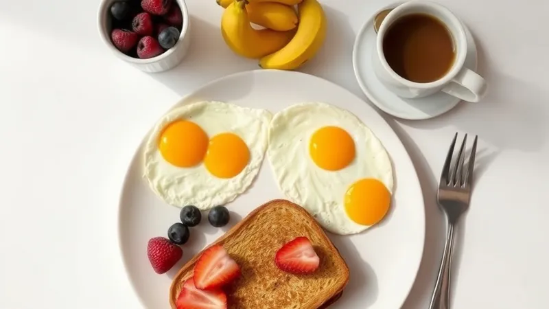 A brunch table with eggs, toast, fruit and coffee