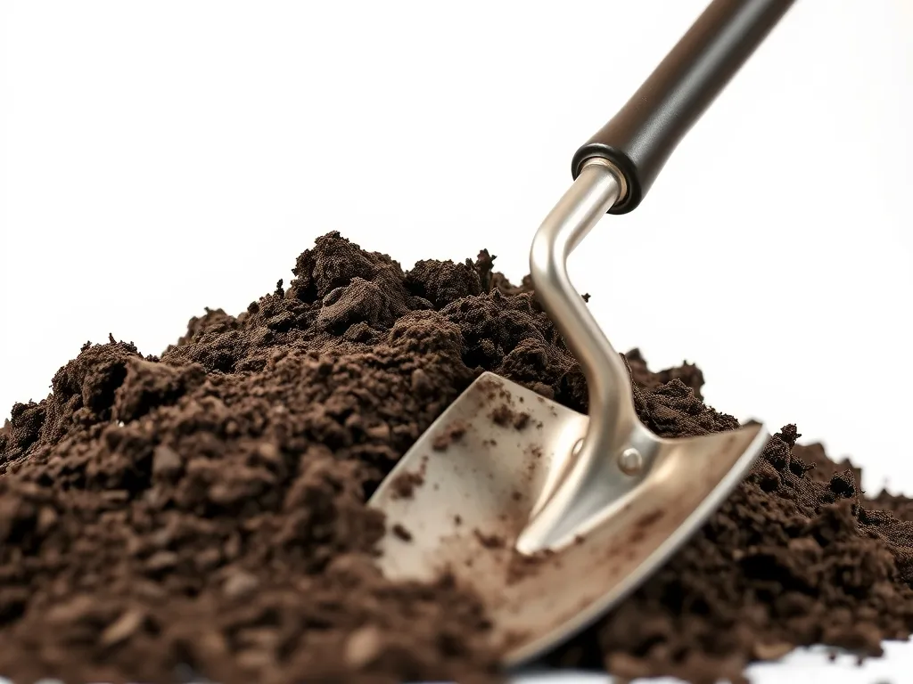 A mound of fresh soil and a shovel