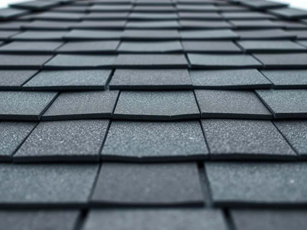 A close view of neatly layered roof shingles